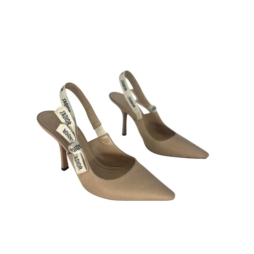 Christian Dior J'Adior Slingback Pump Nude Technical Fabric Size 40.5